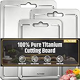 3pcs 100% Pure Titanium Cutting Boards with Juice Groove, Double-Sided Non-Toxic Chopping Boards for kitchen Meat, Vegetables and Fruits, Dishwasher Safe, Grey