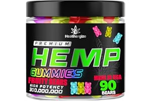 HEALTHERGIZE Hemp Gummies Premium Hemp oil Gummy Bears Edibles-Natural Calm, Peace and Relaxation-Promote Sleep, Muscles, Back, Joints-Gomitas Para Dormir-Made in USA