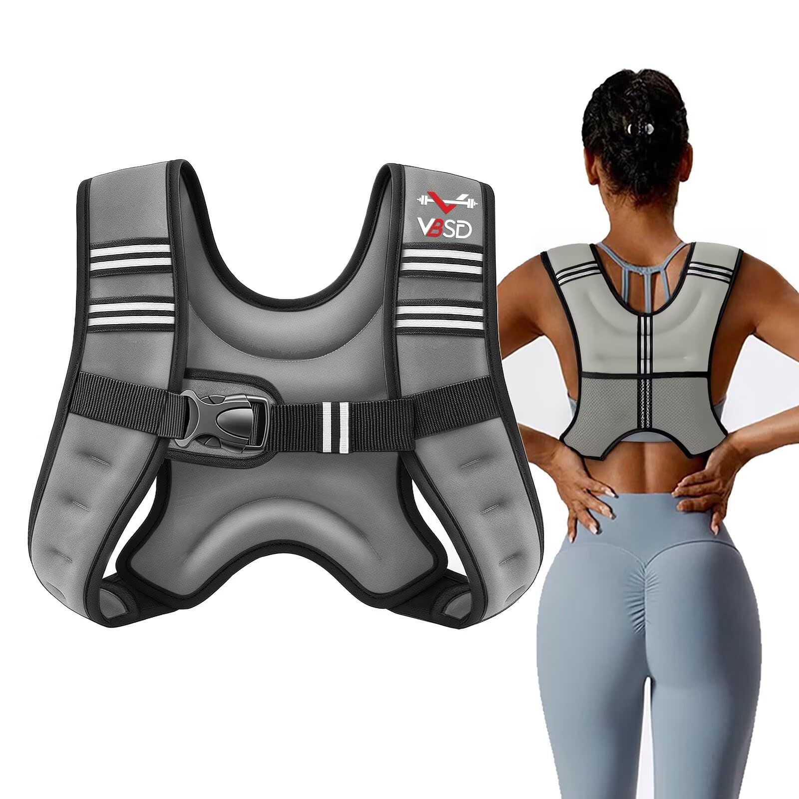 VBSD Weighted Vest Woman 8LB Weight Vest for Women Men Body Weight Vests for Walking Strength Training Running Workout Jogging Fitness Grey Image