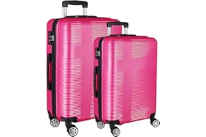 WQZLYG 2 Piece Luggage Sets with Spinner Wheels,24 and 28 Inch Checked Travel Suitcase Sets,Lightweight Hardshell Carry On Luggage Sets,Rose Red