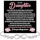 To My Daughter Bracelet From Mom Or Dad With Heartfelt Message & Elegant Box, Sentimental Gifts For Daughter, Jewelry Gift For Little Girl From Mother and Father On Birthday, Graduation, Christmas