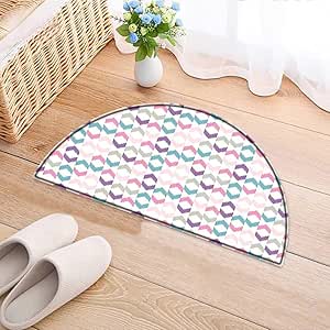 Alfombra de baño semicircular, diseño de Mosaico Retro, con