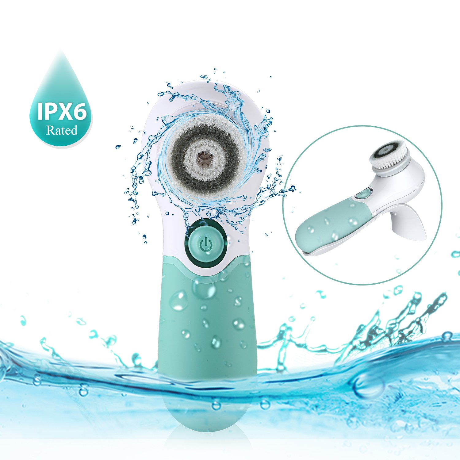 TOUCHBeauty Waterproof Facial Brush Rotating Skin Cleansing Brush with Stand, Dual Speed Face Exfoliating Cleansing System with Soft Bristle Brush Head for Oil BlackHead Acne TB-1483