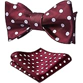 HISDERN Bow Ties for Men Polka Dot Selftie Bowtie and Pocket Square Classic Business Tuxedo Wedding Bowties Handkerchief