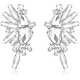 Met-edianger Vintage Rhinestone Statement Earrings Retro Big Cluster Crystal Drop Dangle Earrings for Women