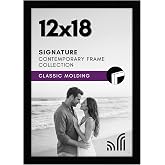 Americanflat 12x18 Picture Frame - Engineered Wood - Black | Shatter-resistant glass, hangs vertical or horizontal, sawtooth hangers included, fits photos, posters and art