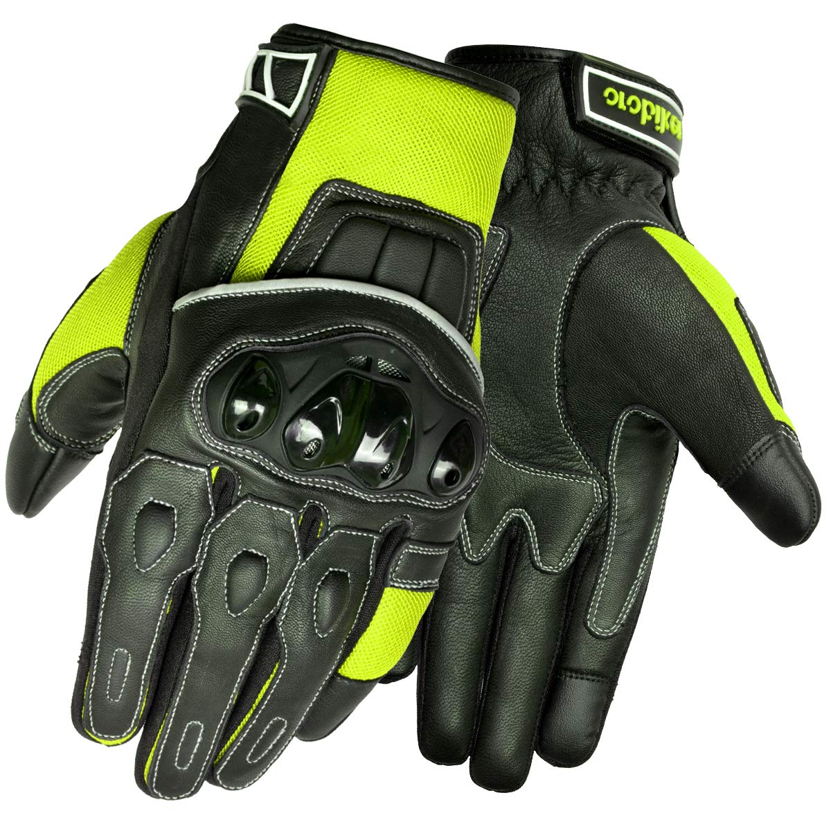 Premium Leather and Summer Mesh Hard Knuckle Touch Screen Motorbike Gloves Racing ATV Riding
