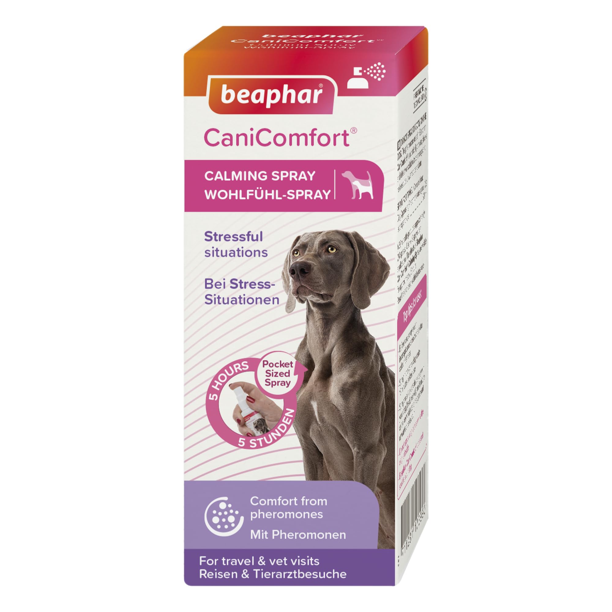 Beaphar - CaniComfortยฎ Calming Spray - Reduces Anxiety & Stress โ Pheromone Calming for Dogs -At Home or On-The-Go - Fast-Acting Dog Stress-Relief - Starts Working in 15 Minutes - 30ml