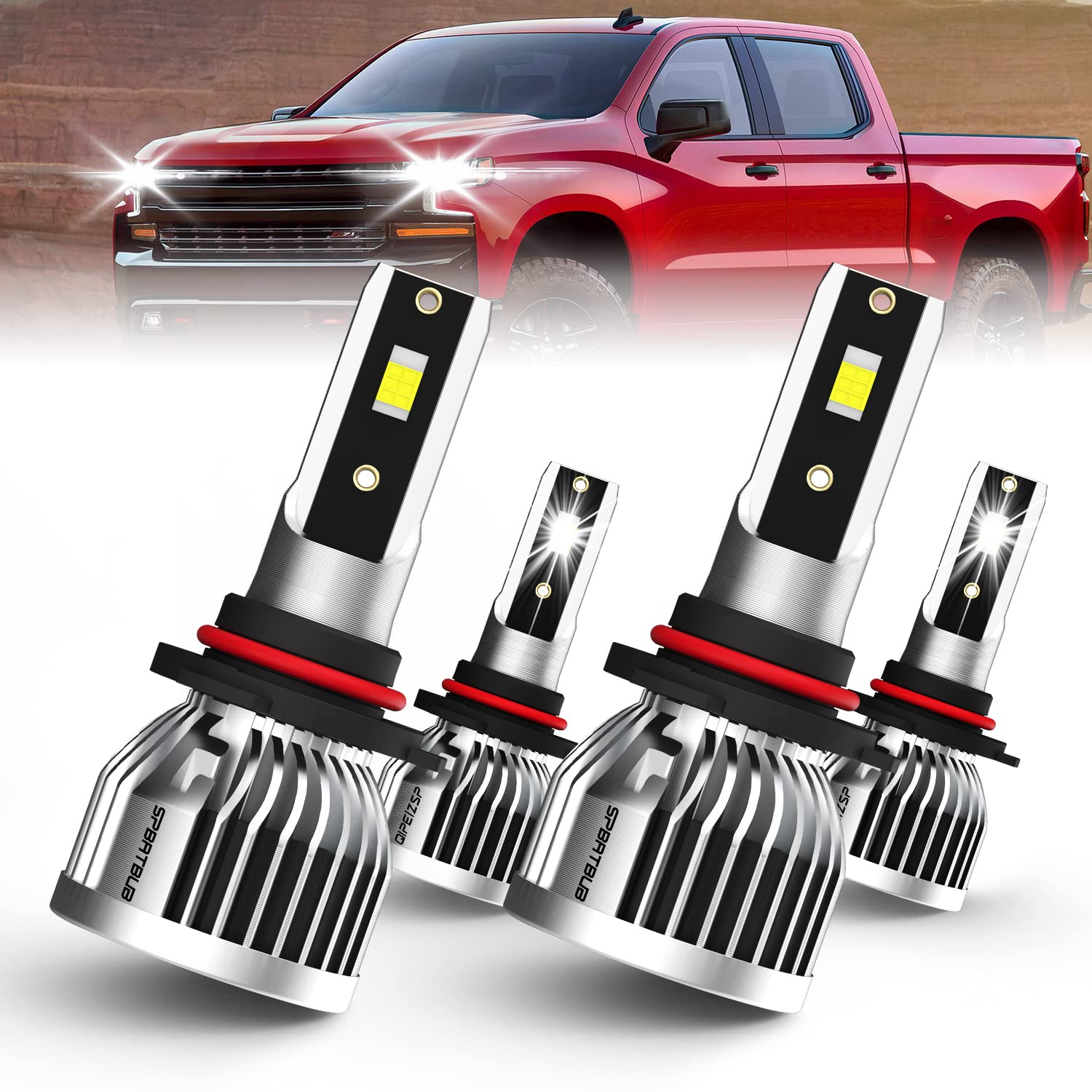 Photo 1 of SPBRTBUB Fit For SILVERADO 1500 2500 3500 HD (1999-2006) LED Headlight Bulbs,9005/HB3 High Beam + 9006/HB4 Low Beam,Pack of 4