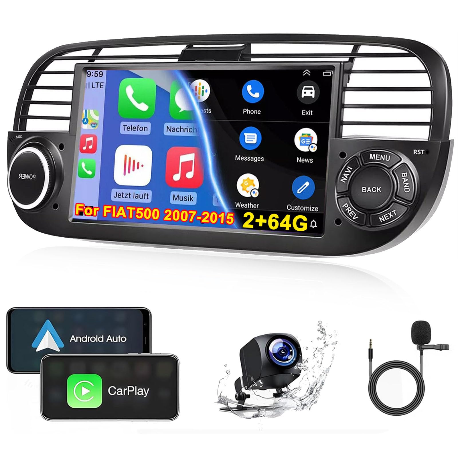 Photo 1 of ***FOR PARTS ONLY***MISSING PARTS***
Fiat 500 Stereo 2007-2015 Car Stereo with CarPlay & Android Auto 7 Inch IPS 2+64G with Mic Backup Camera GPS/WiFi/FM/USB/Mirror Link