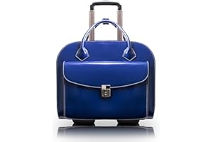 McKlein Women's Laptop/Computer & Tablet Business Briefcase Rolling Overnight Travel Bag, Navy, 16.75"x7.25"x14.5"