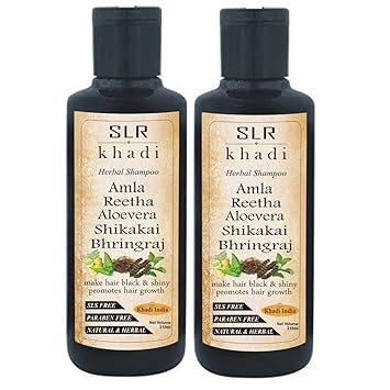 SLR Khadi Amla Reetha Aloevera Shikakai Bhringraj Herbal Natural & Ayurvedic Shampoo SLS & Paraben Free 210 Ml (Pack of 2)
