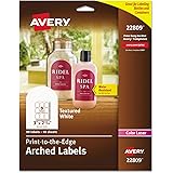 AVERY Arched Labels with Sure Feed for Laser Printers, Water Resistant, 3 x 2.25, 90 Labels (22809), White