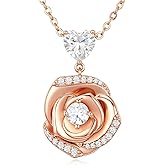 18K Gold Plated Over Sterling Silver Rose Flower Necklace for Women- Adjustable Chain with rose pendant, Ideal Jewelry gift for her, Girlfriend, Wife, Mom on Birthday, Anniversary