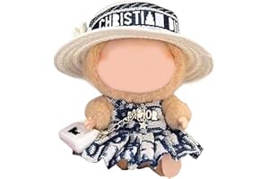 AEDNX 17cm Doll Clothes for Labubu - Cute Clothes Outfit Set for labubu - Fashion Headdress+Skirt+Bag Outfit Set,Luxury Doll Clothing & Style Bundle(No Doll,Just Clothes)