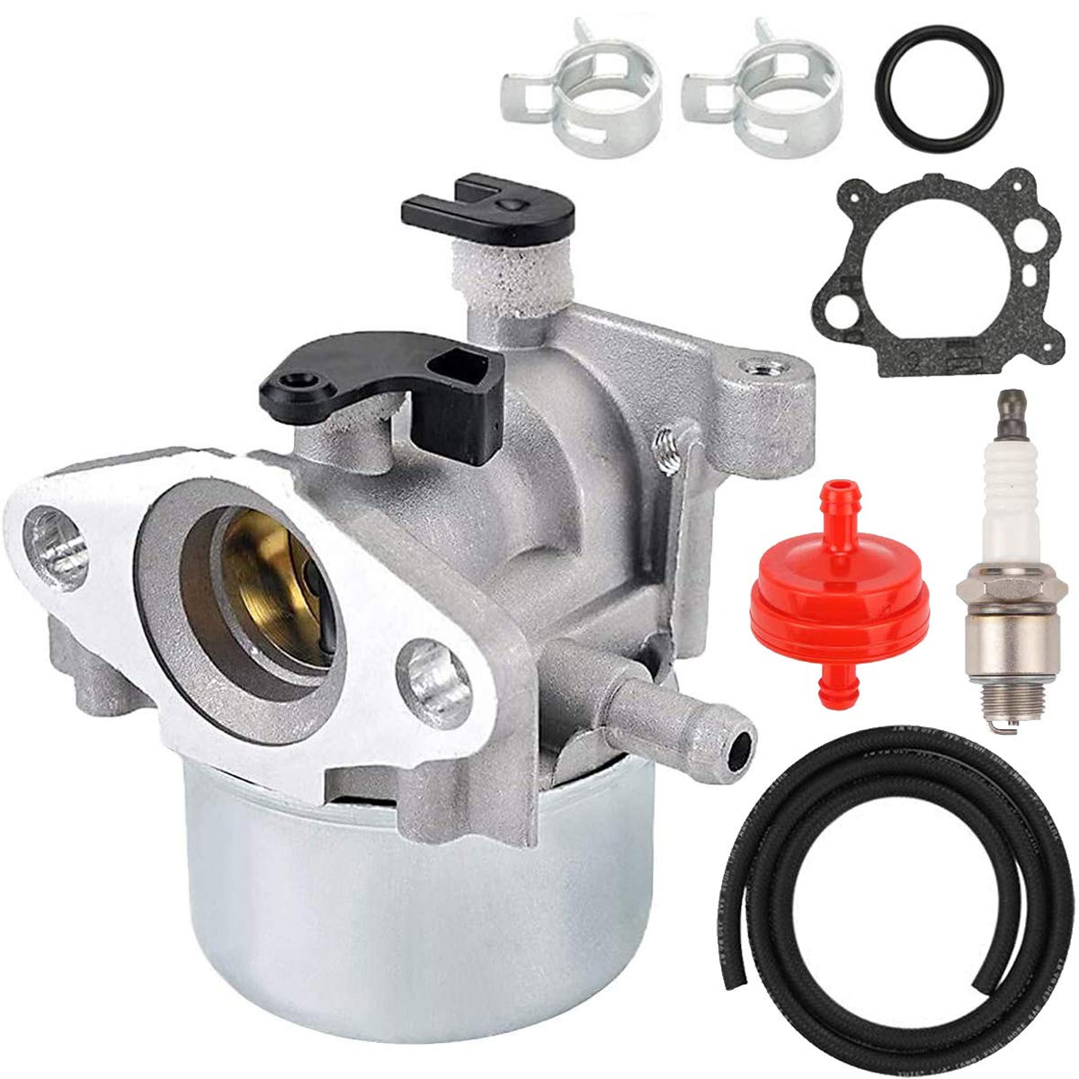 ZAMDOE 799866 Lawn Mower Carburetor Kit for Briggs & Stratton 794304 796707 790845 799871 4 Cycle Mower Generator Engine, with Spark Plug Gasket Fuel Filter