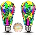 Aygrochy LED Stained Glass Light Bulb LED Bulbs,4W E26 Base ST19 LED Colored Light Bulb Stained Glass Bulb,for Decoration,Party,Home Lighting,Garden,Balcony,2 Pack