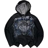 Y2k Grunge Zip Up Streetwear Jacket Oversized Emo Goth 2000s Graphic Hoodie | Baggy Sweatshirts Women Men