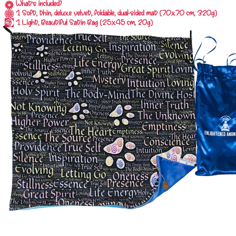 Footprints Decor-Premium Velvet Meditation Mat|Wall Art Tapestry Wall Hanging |Convertible Meditation Cushion Cover|Unique Meditation Gift for Men,Women|Dual Printed,Travel Yoga mat 70x70cm|Satin Bag