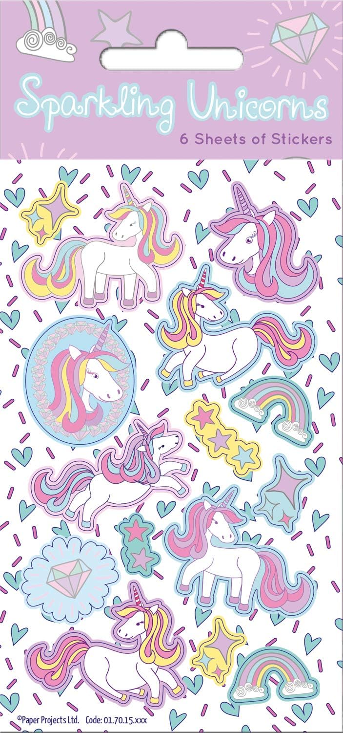 Paper Projects Unicorns Party Bag Stickers (6 Sheets), White, 12.5cm x 7.5cm - Image 3