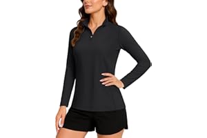 TACVASEN Women's Quarter Zip Pullover Golf Shirts UPF 50+ Long Sleeve Sun Shirts UV Protection Workout Tops