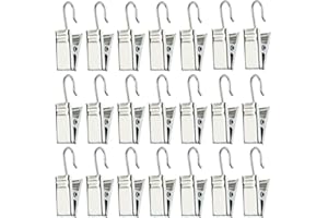 60pcs Metal Hook Clips, baotongle Hanging Curtain Clips Curtain Hook Clips Hanger Connector Accessories for DIY Silver