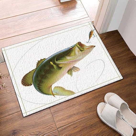 JHDF Escama Negra Pescado Línea de pez Plateada en el Fondo Alfombra de