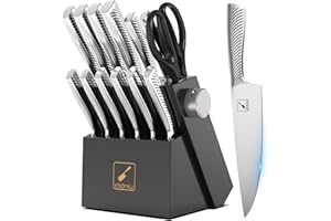 imarku Knife Set - Knife Sets for Kitchen with Block, 14PCS High Carbon Stainless Steel Kitchen Knife Set, Dishwasher Safe Knife Block Set with Ergonomic Handle, Unique Gifts for Men and Women