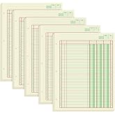 Fulmoon 5 Pack 250 Sheets Ledger Paper Accounting Columnar Pads 3 Hole Analysis Accounting Ledger Book for Business, 50 Sheet