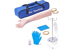 VEVOR Phlebotomy Practice Kit, IV Venipuncture Intravenous Training, High Simulation IV Practice Arm Kit with Carrying Bag, P
