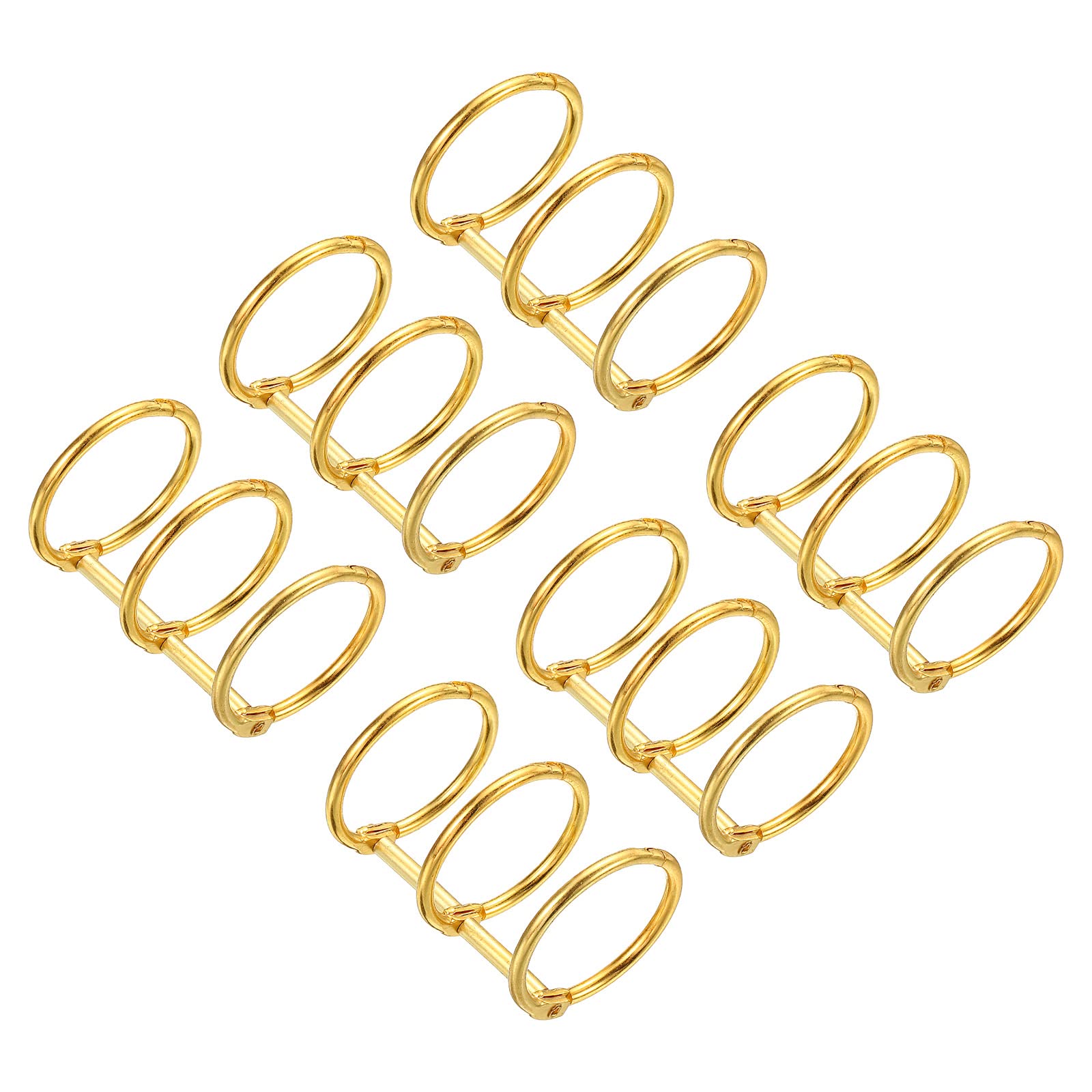 PATIKIL 1" Dia 3-Rings Book Rings, 6 Pack Metal Binder Rings Loose Leaf Ring Detachable for Office Desk Calendar Photo Album, Gold Tone