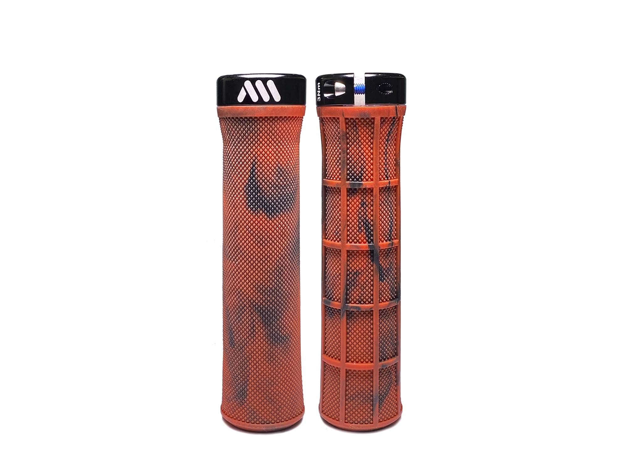 All Mountain Style AMS Berm Grips - Lock-on tapered diameter, comfortable grips, Red Camo