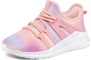 RUNSIDE Girls Lightweight Sneakers Kids Tennis Sports Shoes Lace-up for Running/Walking, Toddler/Little Kid/Big Kid