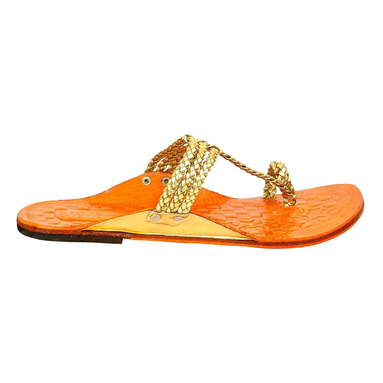 altek stylish women leather kolhapuri chaapls (1368_gold)
