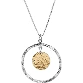 Silpada 'Marbella' Two-Tone Disc Pendant in Sterling Silver with Gold-Plating, 18" + 2"