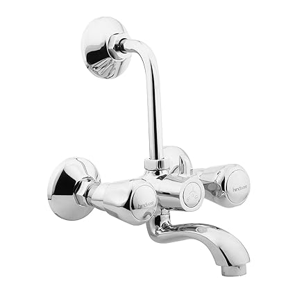 Hindware F100020 Contessa Wall Mixer with Provision for Over Head Shower and 115mm Long Bend Pipe (Chrome)