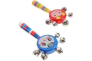 Parliky 2PCS Hand Rattle Lightweight Musical Bell Instruments for Compact Safe Early Educational Sensory