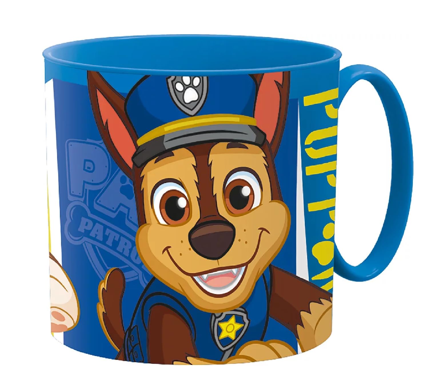Golddunes Cartoon Kids Character Cute Mini Tiny Mug 265ML Drinking Re-Usable Plastic Cup Microwave Safe 7.5cm x 7.5cm (paw Patrol pup Blue)