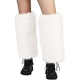 sy soul young Faux Fur Leg Warmers Boot Cuffs for Women Winter Fluffy Ankle Warmers Cover Halloween Sexy Santa Costume