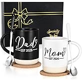 YHRJWN Mom and Dad Mugs Est 2026-16Oz, New Parents Gifts for Couples, New Mom and Dad Gifts for Expecting First Time Parents, Christmas Gift for Couples