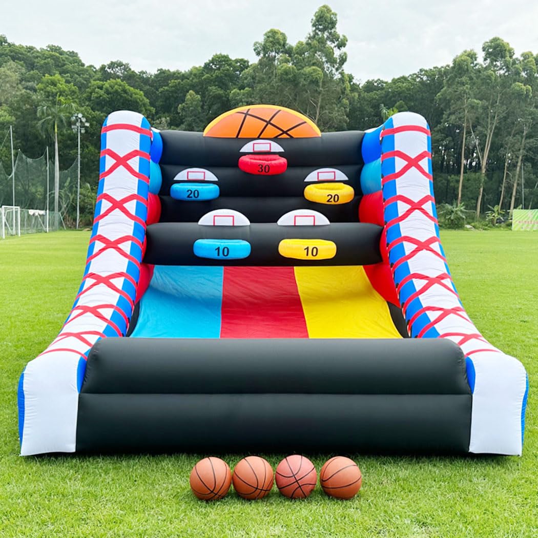Photo 1 of V-infla Inflatable Basketball Hoop Shot Inflatable Party Basketball Game with 5 Hoops, 4 Balls, Commercial Blower Easy Set Up Ideal for Indoor/Outdoor Shot Basketball Interactive Game