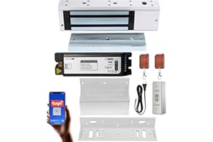 YUHANUS Smart Door Access Control System 1200lbs Magnetic Lock Kit with ZL Bracket Tuya App & Remote Control, Stainless Steel Exit Button