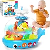 Baby Toys 6-12 Months, Musical Aquarium Infant Toys for 7 8 9 10 11 Months | Early Learning Educational Toy with Sound, Press Glow Spin for Cause and Effect, Christmas Birthday Gifts for Boys Girls