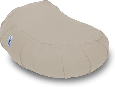 Yogan Crescent Yoga Cushion Natural Buckwheat Ivory Cotton Cover