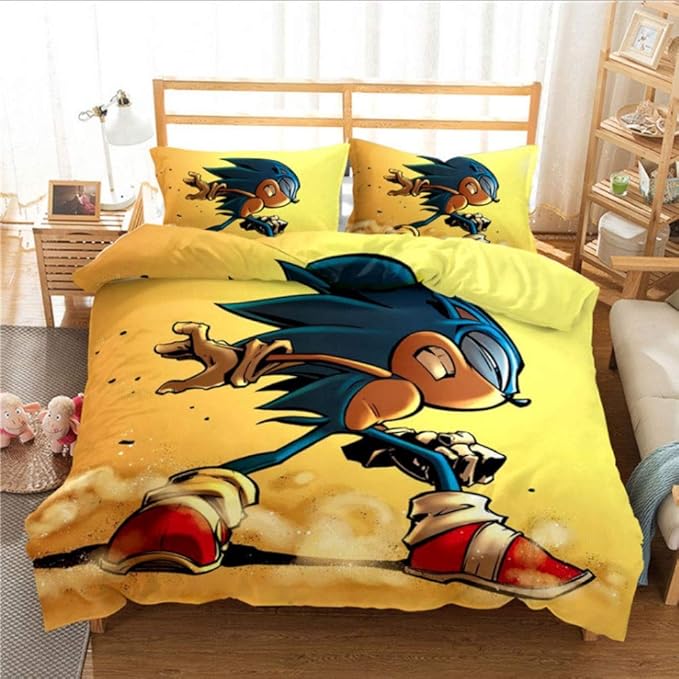 3 Piece Bedding Set Sonic The Hedgehog Printed 100 Polyester Children