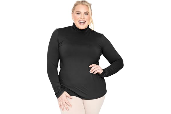 Women's Plus Size Warm Long Sleeve Turtleneck Top | Ultra Soft | Adult XL to 7X