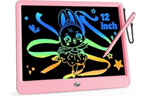 KOKODI 12 Inch LCD Writing Tablet with Anti-Lost Stylus, Erasable Doodle Board Colorful Toddler Drawing Pad, Car Travel School Games Toys for 3 4 5 6 7 8 Kids, Birthday Gift for Girls Boys Adults Pink