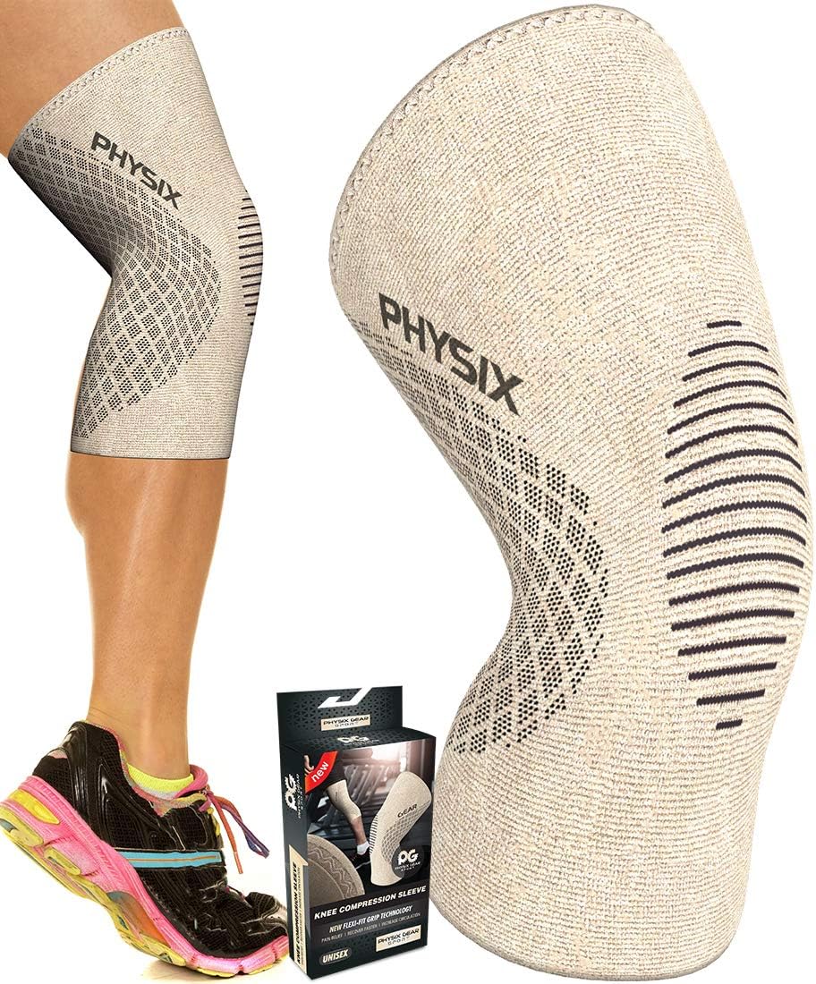 Physix Gear Knee Support Brace - Premium Recovery & Compression Sleeve For Meniscus Tear, ACL, MCL Running & Arthritis - Best Stabilizer Wrap for Crossfit, Squats & Workouts - For Men & Women: Sports & Outdoors