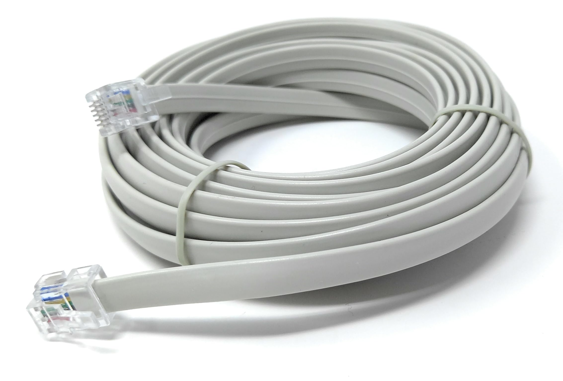 DRUT 5m FLAT RJ12 to RJ12 6P6C Cable Lead Plug to Plug (RJ11 with 6 pin Wire) 16.5ft Grey