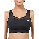 Yvette High Impact Sports Bras for Women Plus Size Wireless Workout Full Support Racerback Sports Bra for Running